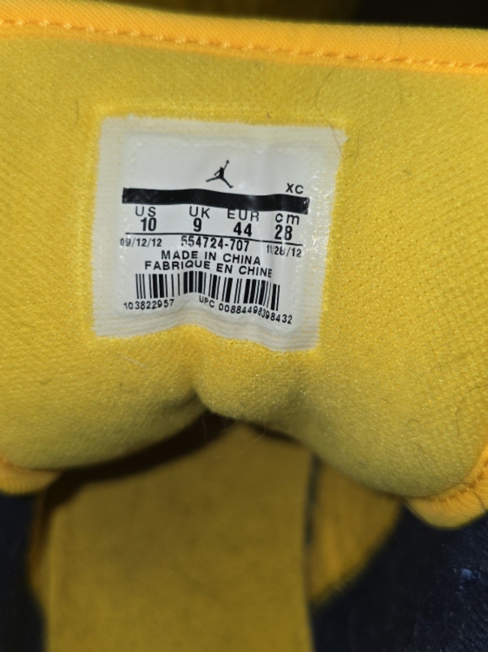 Nike Air Jordan 1 Mid Michigan Yellow Navy Men's Size 10 (2012) - Picture 5 of 5